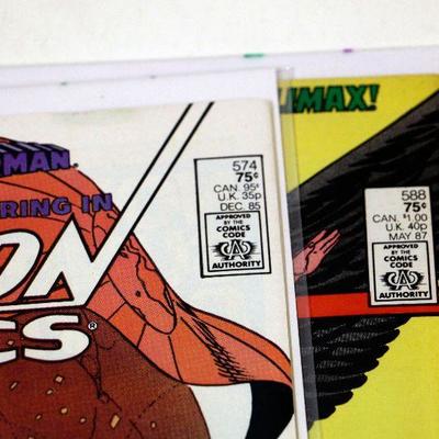 ACTION COMICS #574 #588 Superman Comic Book Set - 1985-87 DC Comics