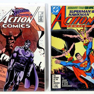 ACTION COMICS #574 #588 Superman Comic Book Set - 1985-87 DC Comics