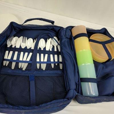 Tupperware Picnic Backpack, Set of 4, 4 Bowls/Lids/Cups/Plates & Plasticware