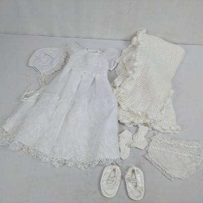Baby Girl Blessing/Christening Set, Size 0-2 Month, Dress, Shoes, Socks, etcâ€¦