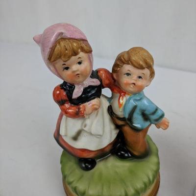 3 Vintage Musical Ceramic Figurines, Girl Missing Arm