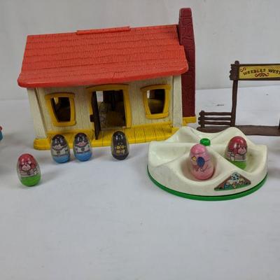 Weebles Set, House, Playground, Plane, Horse/Buggy, 10 Weebles, Need Cleaning