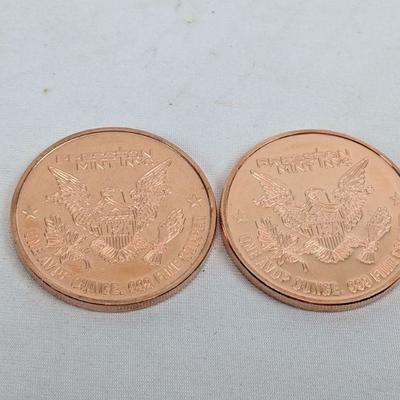 2 Preston Mint .999 oz Fine Copper Coins: Bears, We The People - New