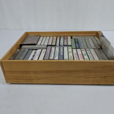 Tape Cassette Lot in Wood Crate