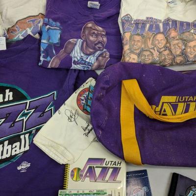 Mostly Vintage Utah Jazz Lot, Shirts, Jersey & Shorts, Towels, Media Book