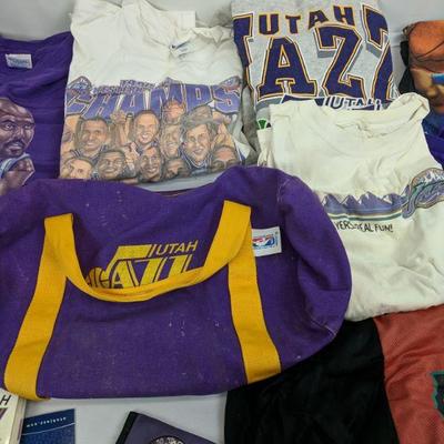 Mostly Vintage Utah Jazz Lot, Shirts, Jersey & Shorts, Towels, Media Book