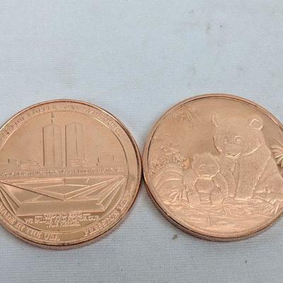 2 Preston Mint .999 oz Fine Copper Coins: United We Stand, Bears - New