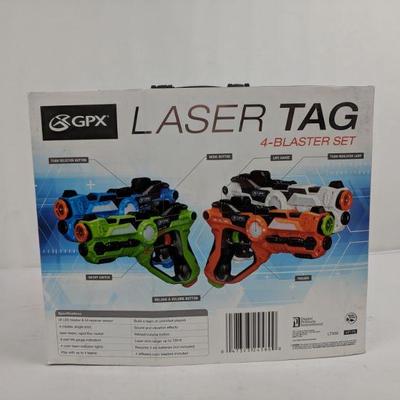 Laser Tag 4-Blaster Set, White Blaster Missing Battery Cover