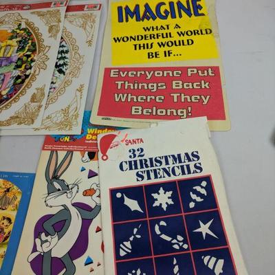 Holiday Signs/Clings, Stencils, Vintage Christmas Carols, Etc.