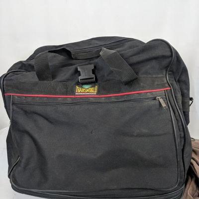 Large Wheeled Black Bag (Transworld) & Brown Garment Bag