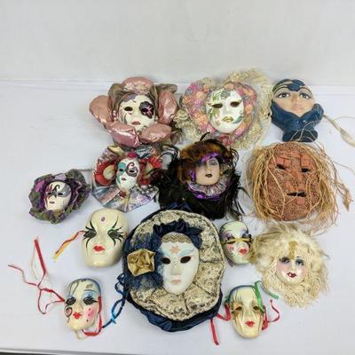 11 Special Masks, Most on Pillows, Porcelain, Ceramic