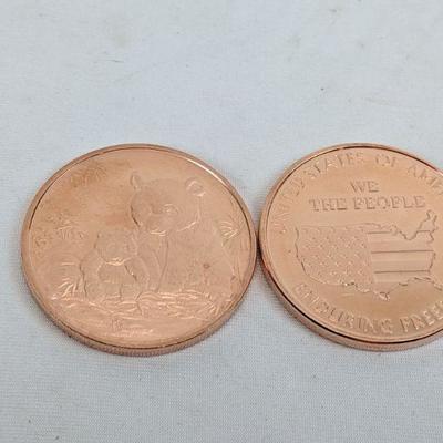 2 Preston Mint .999 oz Fine Copper Coins: Bears, We The People - New