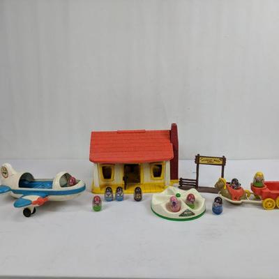 Weebles Set, House, Playground, Plane, Horse/Buggy, 10 Weebles, Need Cleaning