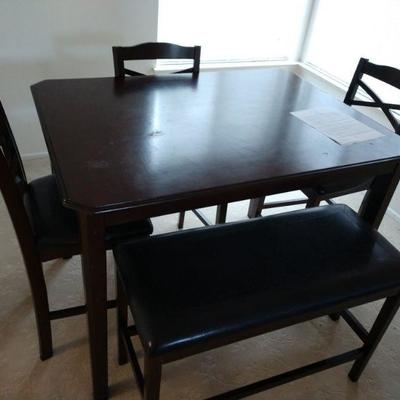 Bar height table and chairs / bench