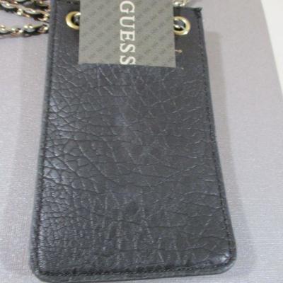 Guess Crossbody Purse/Case  Black Leather Strap 24" Pure 6" 