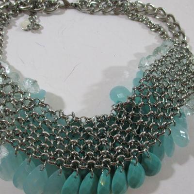 Haute Runway Fashion Choker  Glass Beads Turquois Chunky 9" adjustable 