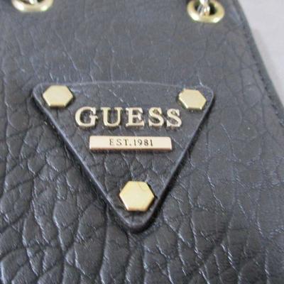 Guess Crossbody Purse/Case  Black Leather Strap 24" Pure 6" 