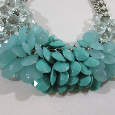 Haute Runway Fashion Choker  Glass Beads Turquois Chunky 9" adjustable 