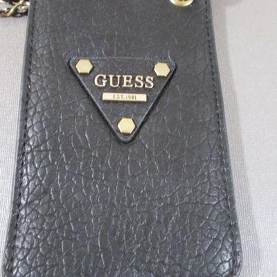 Guess Crossbody Purse/Case  Black Leather Strap 24" Pure 6" 