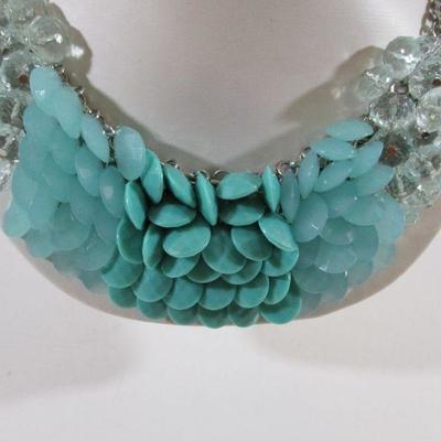 Haute Runway Fashion Choker  Glass Beads Turquois Chunky 9" adjustable 