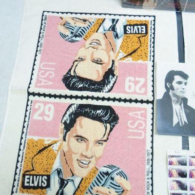 Lot of Elvis Hand Towels,Calendar,Signed Photo,Stamps