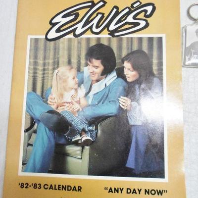 Lot of Elvis Post Cards,Bumper Sticker,Greeting Cards,Scarf,Calendar,Keychain
