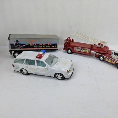 Toy Fire Truck, Clint Black Trailer, Police Car