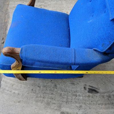 Blue Rocking Chair, One Arm Needs Repair (Simple Glue on Dowel Repair)