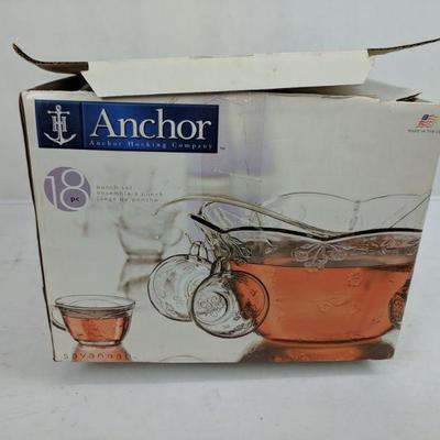 Anchor Punch Set, 8-7oz Cups, 8 Punch Hooks, 1 Ladle, 1-7qt Punch Bowl