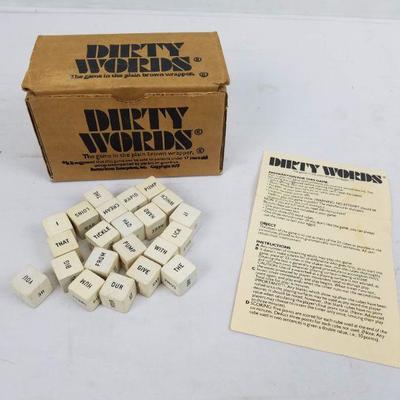 Vintage Dirty Words Game from 1977. Missing Sand Timer. Otherwise Complete