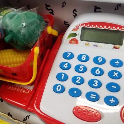 Cash Register Toy, Multifunctional with Working Calculator - New