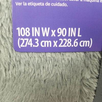 BH&G Fluffy Blanket, King Size, Gray - New