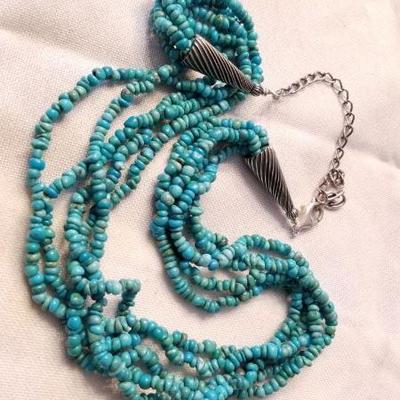 Sterling 4 strand turquoise necklace