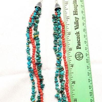 Sterling, turquoise and coral necklace