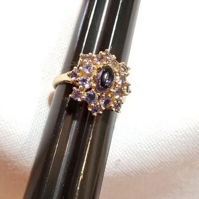 14k yellow gold cluster cocktail ring