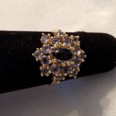 14k yellow gold cluster cocktail ring