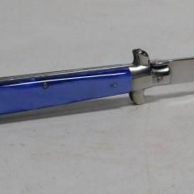 Rostfrei Italian Assist Open Trigger Blue Pearl Stiletto Style Knife 13.5