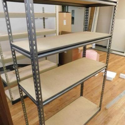 Unit #5:  Metal Frame Gray Shelf Unit with 4 Shelves 48"x18"x72"  