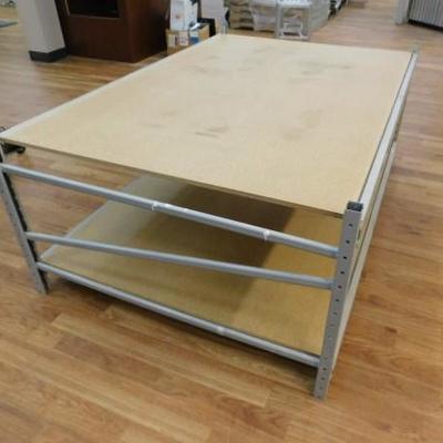 Commercial Steel Frame Display or Work Table Double Shelf 72