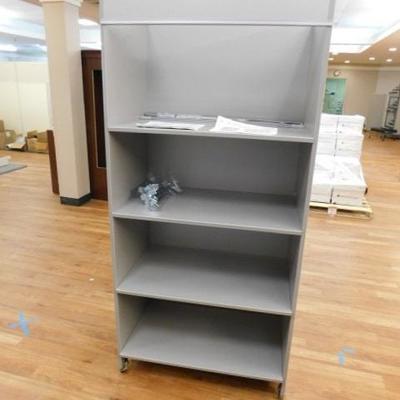 Commercial Laminate Double Sided Mobile Shelf and Rack Display 3'x3'x6.5'