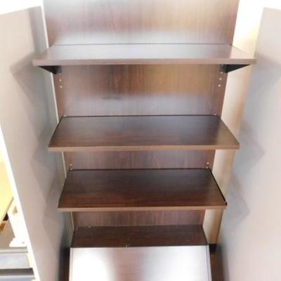 Walnut Finish Laminate Shelf Display with Storage Cabinet 31