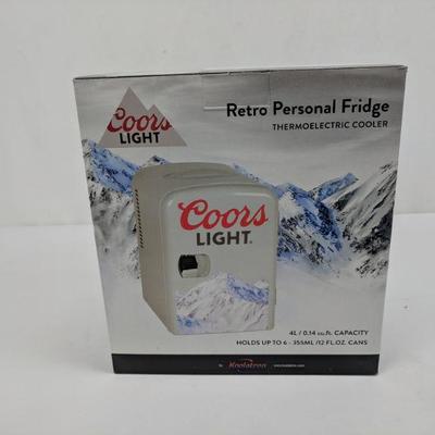 Coors Light Retro Personal Fridge, Thermoelectric Cooler - New