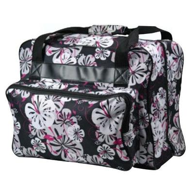 Floral Black & Pink Sewing Machine Tote - New