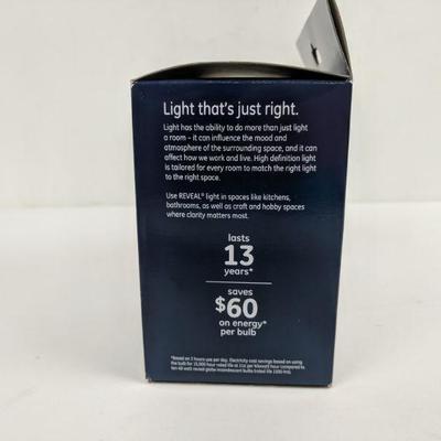 GE 2 Boxes, Reveal LED 2 Bulbs, Pure, Clean Light - New