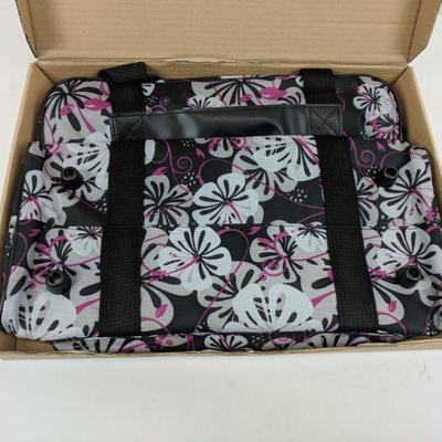 Floral Black & Pink Sewing Machine Tote - New