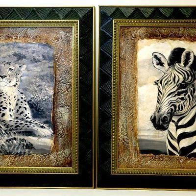 Pair of Vintage Art Works - Giclee on Canvas Framed - A-011
