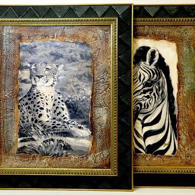 Pair of Vintage Art Works - Giclee on Canvas Framed - A-011