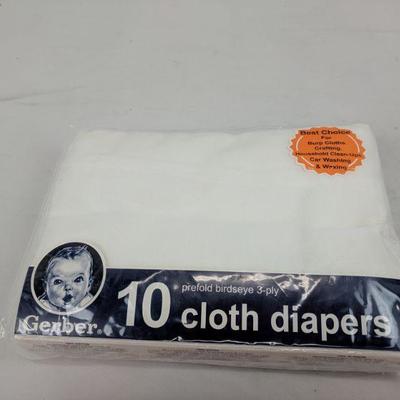 10 Gerber Cloth Diapers & Halo Sleep Sack (M 6-12 Months) - New