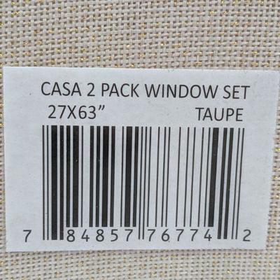 Curtains: 2 Pack Taupe/Glitter Window Set, 27x63 in, Casa - New