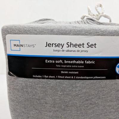 Queen Jersey Sheet Set, Grey - New